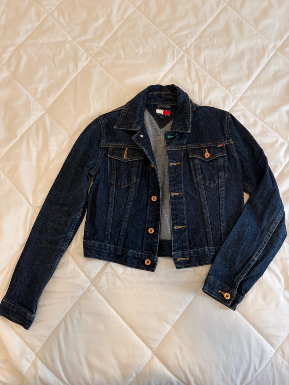 Vintage Y2K Tommy Jeans Dark Wash Fitted Denim Jacket